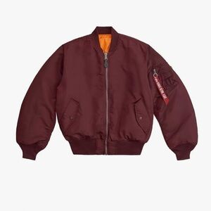 Alpha Industries MA-1 bomber flight jacket size large maroon orange EUC